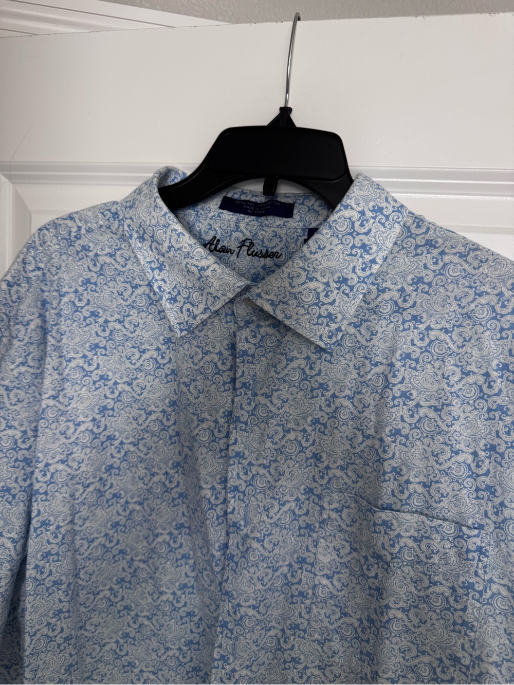 Alan Flusser Light Blue Paisley Print Dress Shirt